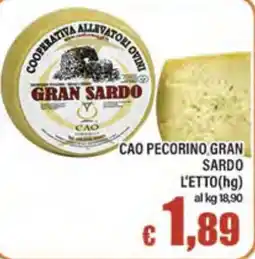 Top Supermercati Cao pecorino gran sardo offerta