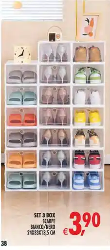 Deco Superstore Set 3 box scarpe bianco/nero offerta