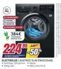 Trony Electrolux lavatrice slim offerta