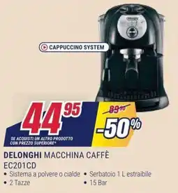 Trony Delonghi macchina caffè EC201CD offerta