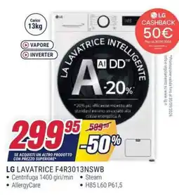 Trony LG Lavatrice F4R3013NSWB offerta
