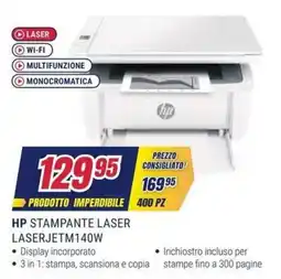 Trony HP Stampante Laser LaserJetM140W offerta