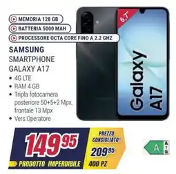 Trony Samsung smartphone Galaxy A17 offerta