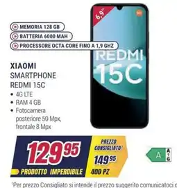 Trony Xiaomi Smartphone Redmi 15C offerta