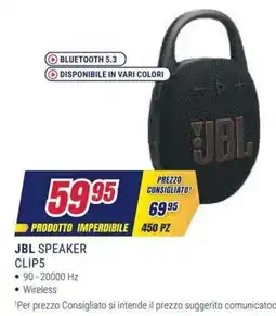 Trony JBL Speaker Clip5 offerta