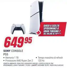 Trony Sony console PS5 offerta