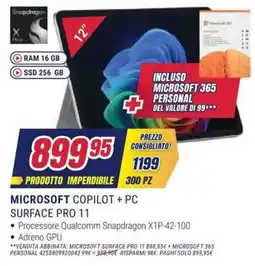 Trony Microsoft Copilot + PC Surface Pro 11 offerta
