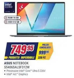 Trony ASUS NOTEBOOK S5406SALSF312W offerta
