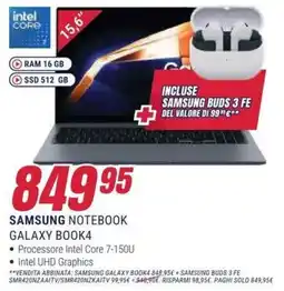 Trony Samsung Notebook Galaxy Book4 offerta
