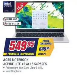 Trony Acer Notebook Aspire Lite 15 AL15-54P52F5 offerta