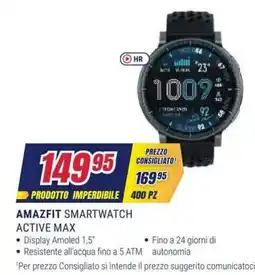 Trony Amazfit smartwatch active max offerta