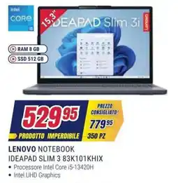 Trony Lenovo Notebook Ideapad Slim 3 offerta