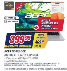 Trony Acer Notebook Aspire Lite AL15-46P-R49F offerta