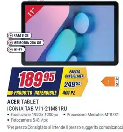 Trony Acer Tablet Iconia Tab V11-21M81RU offerta