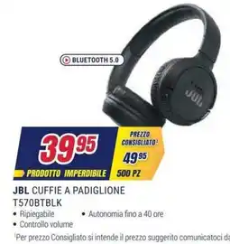 Trony JBL cuffie a padiglione T570BTBLK offerta