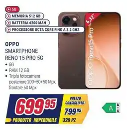 Trony OPPO SMARTPHONE RENO 15 PRO 5G offerta