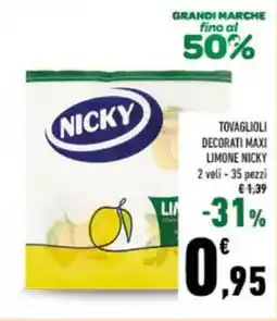 Conad Tovaglioli decorati maxi limone Nicky offerta