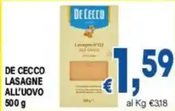 DEM De Cecco lasagne all'uovo offerta