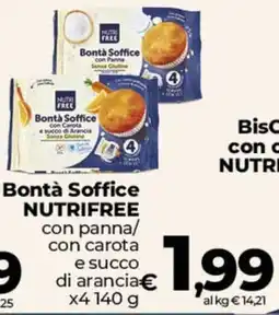 Ipercoop Radenza Bontà Soffice Nutrifree con panna/ con carota e succo di arancia offerta