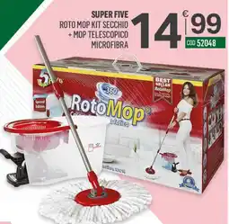 Tutto Risparmio Cash&Carry Super five roto mop kit secchio + mop telescopico microfibra offerta