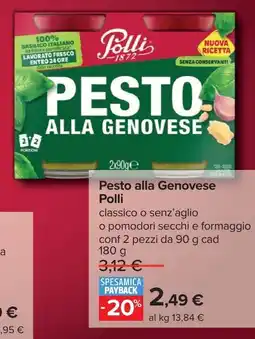 Carrefour Pesto alla Genovese Polli offerta