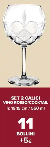 Carrefour Set 2 calici vino rosso/cocktail offerta