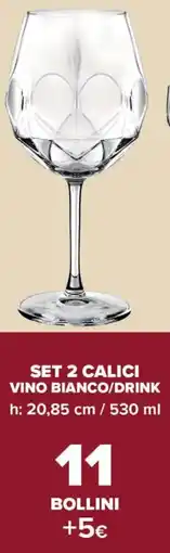 Carrefour Set 2 calici vino bianco/drink offerta