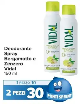 Carrefour Deodorante Spray Bergamotto e Zenzero Vidal offerta