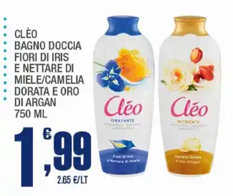 Cléo bagno doccia fiori di iris e nettare di miele/camelia dorata e oro di argan