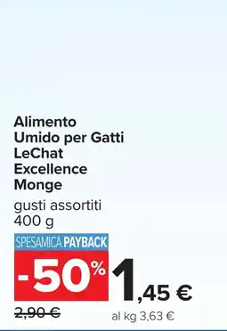 Carrefour Alimento Umidoper Gatti LeChat Excellence Monge offerta