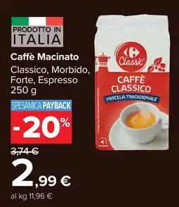 Carrefour Caffè Macinato Classic offerta