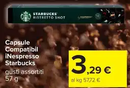 Carrefour Capsule compatibili iNespresso Starbucks Ristretto Shot offerta