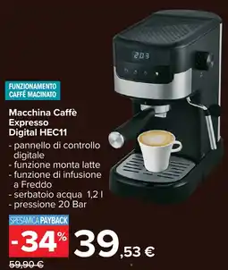 Carrefour Macchina Caffè Espresso Digital HEC11 offerta