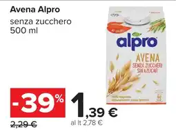 Carrefour Avena Alpro senza zucchero offerta