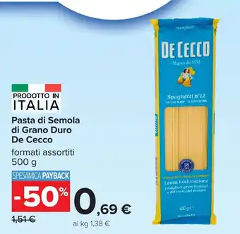 Pasta di Semola di Grano Duro De Cecco
