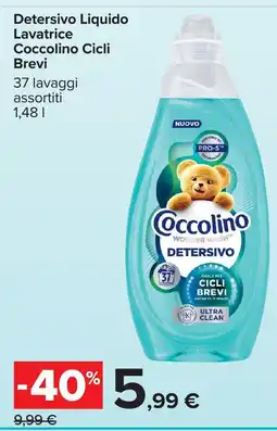 Carrefour Coccolino Detersivo Liquido Lavatrice Cicli Brevi offerta