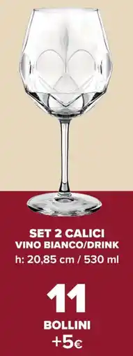 Carrefour Set 2 calici vino bianco/drink offerta