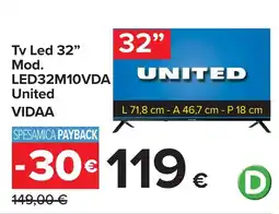 Carrefour Tv Led 32" United offerta