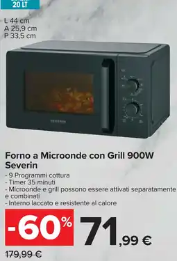 Carrefour Forno a Microonde con Grill 900W Severin offerta