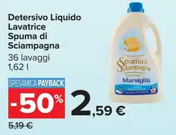 Carrefour Market Detersivo Liquido Lavatrice Spuma di Sciampagna Marsiglia offerta