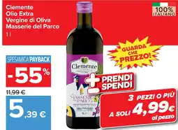 Carrefour Market Clemente Olio Extra Vergine di Oliva Masserie del Parco offerta