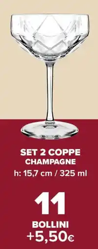 Carrefour Market Set 2 coppe champagne offerta