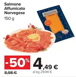 Carrefour Salmone Affumicato Norvegese Hendrick's offerta