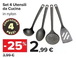 Carrefour Market Set 4 Utensili da Cucina in nylon offerta
