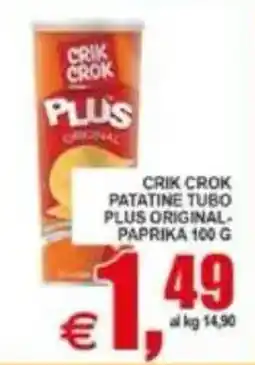 Pewex Crik Crok patatine tubo plus original paprika offerta