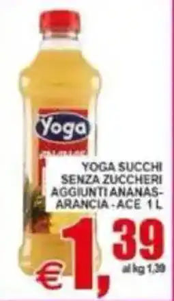 Pewex Yoga succhi senza zuccheri aggiunti ananas-arancia offerta