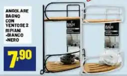 Risparmio Casa Angolare bagno con ventose 2 ripiani bianco nero offerta