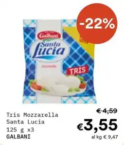Borello Supermercati Tris Mozzarella Santa Lucia offerta