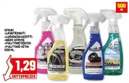 Risparmio Casa Spray lavavetri pulitore cerchi lucidacruscotti lavatessuti nero gomme offerta