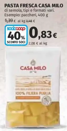 Ipercoop Pasta fresca Casa Milo offerta